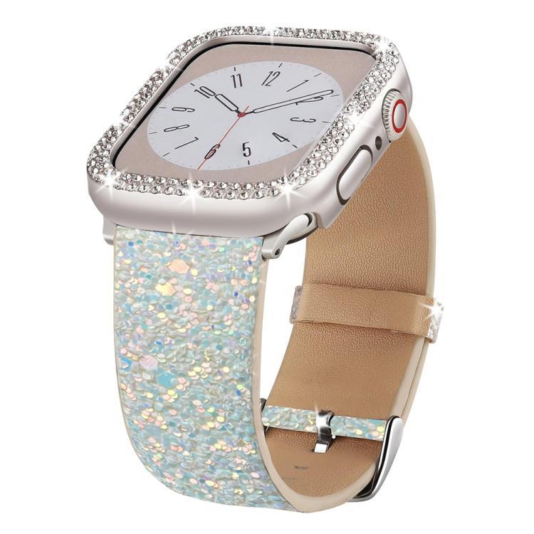 สายหนังประดับเลื่อมกลิตเตอร์ xDfind สำหรับ Apple Watch ขนาด 42 / 44 / 45 / 46 / 49 มม., สำหรับ Apple Watch ขนาด 38 / 40 / 41 / S10 42 มม.