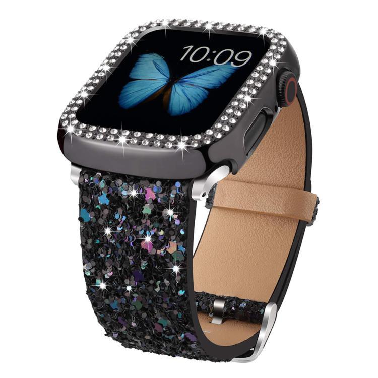 สายหนังประดับเลื่อมกลิตเตอร์ xDfind สำหรับ Apple Watch ขนาด 42 / 44 / 45 / 46 / 49 มม., สำหรับ Apple Watch ขนาด 38 / 40 / 41 / S10 42 มม.