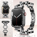 สายรัดนาฬิกาโลหะแข็งรูปตัว O ประดับเพชร xDfind สำหรับ Apple Watch ขนาด 42 / 44 / 45 / 46 / 49 มม., สำหรับ Apple Watch ขนาด 38 / 40 / 41 / S10 42 มม.
