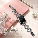 สายรัดนาฬิกาโลหะแข็งรูปตัว O ประดับเพชร xDfind สำหรับ Apple Watch ขนาด 42 / 44 / 45 / 46 / 49 มม., สำหรับ Apple Watch ขนาด 38 / 40 / 41 / S10 42 มม.