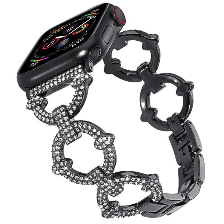 สายรัดนาฬิกาโลหะแข็งรูปตัว O ประดับเพชร xDfind สำหรับ Apple Watch ขนาด 42 / 44 / 45 / 46 / 49 มม., สำหรับ Apple Watch ขนาด 38 / 40 / 41 / S10 42 มม.