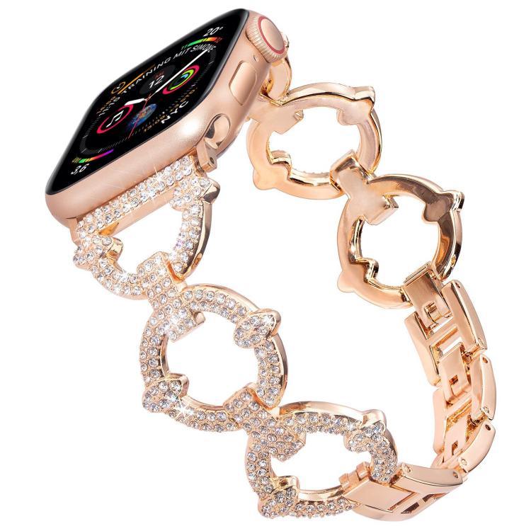 สายรัดนาฬิกาโลหะแข็งรูปตัว O ประดับเพชร xDfind สำหรับ Apple Watch ขนาด 42 / 44 / 45 / 46 / 49 มม., สำหรับ Apple Watch ขนาด 38 / 40 / 41 / S10 42 มม.