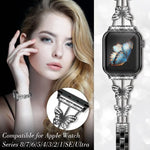 สายรัดนาฬิกาโลหะแข็งรูปผีเสื้อประดับเพชร xDfind สำหรับ Apple Watch ขนาด 42 / 44 / 45 / 46 / 49 มม., สำหรับ Apple Watch ขนาด 38 / 40 / 41 / S10 42 มม.