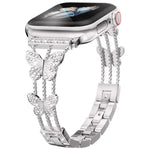 สายรัดนาฬิกาโลหะแข็งรูปผีเสื้อประดับเพชร xDfind สำหรับ Apple Watch ขนาด 42 / 44 / 45 / 46 / 49 มม., สำหรับ Apple Watch ขนาด 38 / 40 / 41 / S10 42 มม.