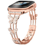 สายรัดนาฬิกาโลหะแข็งรูปผีเสื้อประดับเพชร xDfind สำหรับ Apple Watch ขนาด 42 / 44 / 45 / 46 / 49 มม., สำหรับ Apple Watch ขนาด 38 / 40 / 41 / S10 42 มม.