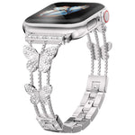 สายรัดนาฬิกาโลหะแข็งรูปผีเสื้อประดับเพชร xDfind สำหรับ Apple Watch ขนาด 42 / 44 / 45 / 46 / 49 มม., สำหรับ Apple Watch ขนาด 38 / 40 / 41 / S10 42 มม.