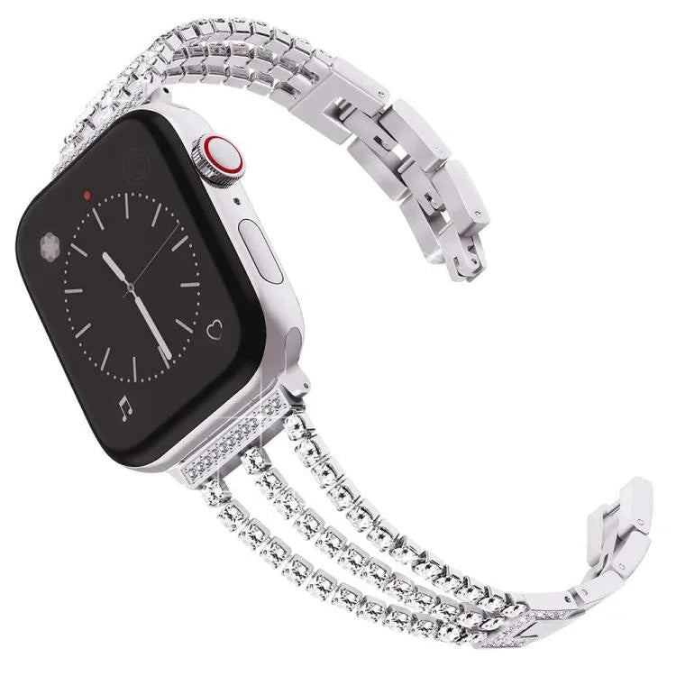 สายรัดนาฬิกาโลหะแข็งสามเพชร xDfind สำหรับ Apple Watch ขนาด 42 / 44 / 45 / 46 / 49 มม., สำหรับ Apple Watch ขนาด 38 / 40 / 41 / S10 42 มม.