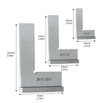 90 Degree Flat Edge Woodworking Square L-shaped Carbon Steel Knife Edge Set Square, 50x40, 75x50, 100x70, 3pcs/Set