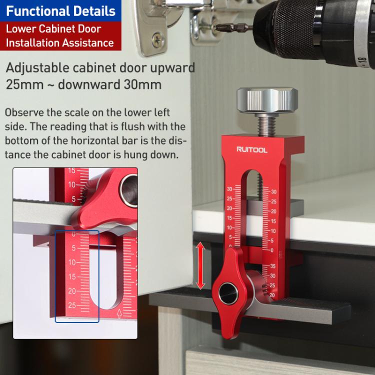 RUITOOL Multifunctional Cabinet Door Installation Locator Aid with Base, Without Drill, With 10mm Drill, With 6/8/10mm Drill