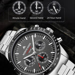นาฬิกา NORTH EDGE LONGWINGS กลางแจ้ง สำหรับผู้ชาย ชาร์จพลังงานแสงอาทิตย์ สายสแตนเลส นาฬิกากีฬา