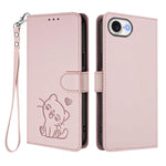 เคสโทรศัพท์หนังลายหัวใจแมวปั๊มพร้อมสายคล้องมือ สำหรับ iPhone 17e / 16e, สำหรับ iPhone 17 Pro Max, สำหรับ iPhone 17 Pro, สำหรับ iPhone 17