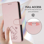 เคสโทรศัพท์หนังลายหัวใจแมวปั๊มพร้อมสายคล้องมือ สำหรับ iPhone 17e / 16e, สำหรับ iPhone 17 Pro Max, สำหรับ iPhone 17 Pro, สำหรับ iPhone 17