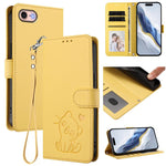 เคสโทรศัพท์หนังลายนูนรูปหัวใจแมวพร้อมสายคล้องมือ สำหรับ iPhone 14 Pro Max, สำหรับ iPhone 7 / 8 / SE 2022, สำหรับ iPhone 13 Pro Max, สำหรับ iPhone 13 Pro