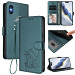 Embossed Heart Cat Leather Phone Case with Hand Strap, For iPhone 11 Pro Max, For iPhone 11, For iPhone 11 Pro, For iPhone X / XS