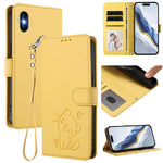 เคสโทรศัพท์หนังปั๊มลายหัวใจแมวพร้อมสายคล้องมือ สำหรับ iPhone XR, สำหรับ iPhone XS Max, สำหรับ iPhone 7 Plus / 8 Plus