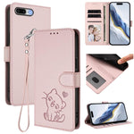 เคสโทรศัพท์หนังปั๊มลายหัวใจแมวพร้อมสายคล้องมือ สำหรับ iPhone XR, สำหรับ iPhone XS Max, สำหรับ iPhone 7 Plus / 8 Plus