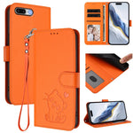 เคสโทรศัพท์หนังปั๊มลายหัวใจแมวพร้อมสายคล้องมือ สำหรับ iPhone XR, สำหรับ iPhone XS Max, สำหรับ iPhone 7 Plus / 8 Plus