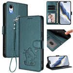 เคสโทรศัพท์หนังปั๊มลายหัวใจแมวพร้อมสายคล้องมือ สำหรับ iPhone XR, สำหรับ iPhone XS Max, สำหรับ iPhone 7 Plus / 8 Plus