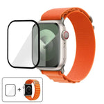 สายรัดนาฬิกาไนลอนแบบห่วงหัวเข็มขัดพร้อมฟิล์มโค้ง 3D สำหรับ Apple Watch Series 10 ขนาด 46 มม.