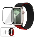 สายรัดนาฬิกาไนลอนแบบห่วงหัวเข็มขัดพร้อมฟิล์มโค้ง 3D สำหรับ Apple Watch Series 10 ขนาด 42 มม.