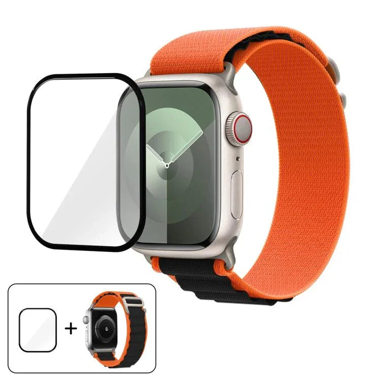 Buckle Loop Nylon Watch Band with 3D Curved Film, For Apple Watch Series 44mm