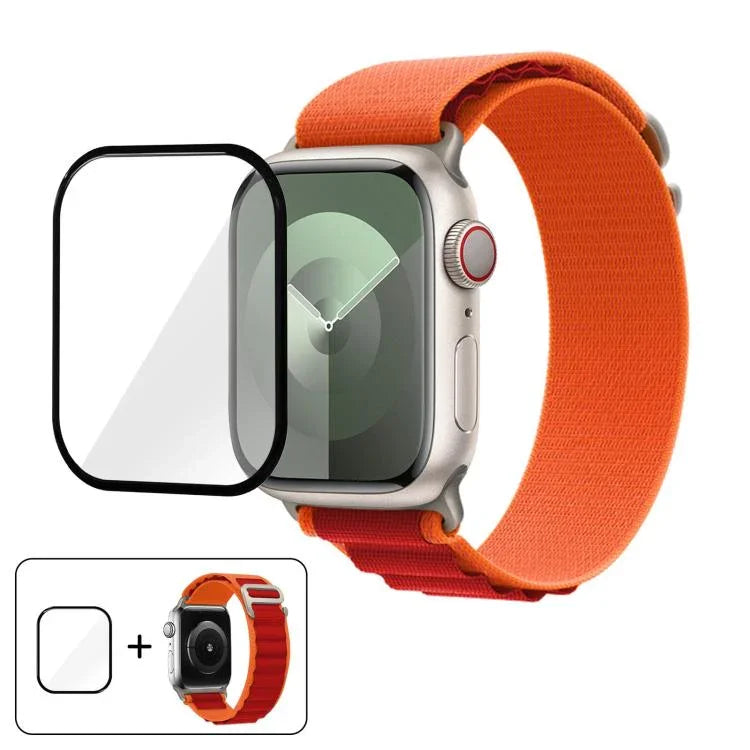 Buckle Loop Nylon Watch Band with 3D Curved Film, For Apple Watch Series 44mm