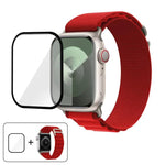 สายรัดนาฬิกาไนลอนแบบห่วงหัวเข็มขัดพร้อมฟิล์มโค้ง 3D สำหรับ Apple Watch Series ขนาด 40 มม.