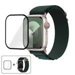 สายรัดนาฬิกาไนลอนแบบห่วงหัวเข็มขัดพร้อมฟิล์มโค้ง 3D สำหรับ Apple Watch Series ขนาด 40 มม.