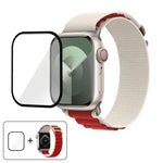 สายรัดนาฬิกาไนลอนแบบห่วงหัวเข็มขัดพร้อมฟิล์มโค้ง 3D สำหรับ Apple Watch Series ขนาด 45 มม.