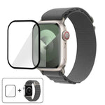 สายรัดนาฬิกาไนลอนแบบห่วงหัวเข็มขัดพร้อมฟิล์มโค้ง 3D สำหรับ Apple Watch Series 38 มม.