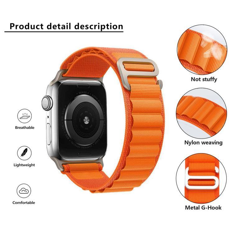 สายรัดนาฬิกาไนลอนแบบห่วงหัวเข็มขัดพร้อมฟิล์มโค้ง 3D สำหรับ Apple Watch Series ขนาด 45 มม.
