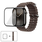 สายรัดนาฬิกาซิลิโคน Ocean พร้อมฟิล์มโค้ง 3D สำหรับ Apple Watch Series 10 46 มม., สำหรับ Apple Watch Series 10 42 มม., สำหรับ Apple Watch Series 44 มม.