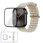 สายรัดนาฬิกาซิลิโคน Ocean พร้อมฟิล์มโค้ง 3D สำหรับ Apple Watch Series 40 มม., สำหรับ Apple Watch Ultra 2 / 1 49 มม., สำหรับ Apple Watch Series 45 มม.