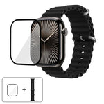 สายรัดนาฬิกาซิลิโคน Ocean พร้อมฟิล์มโค้ง 3D สำหรับ Apple Watch Series 40 มม., สำหรับ Apple Watch Ultra 2 / 1 49 มม., สำหรับ Apple Watch Series 45 มม.