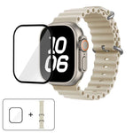 สายรัดนาฬิกาซิลิโคน Ocean พร้อมฟิล์มโค้ง 3D สำหรับ Apple Watch Series 40 มม., สำหรับ Apple Watch Ultra 2 / 1 49 มม., สำหรับ Apple Watch Series 45 มม.