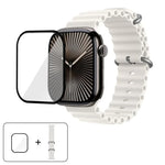 สายรัดนาฬิกาซิลิโคน Ocean พร้อมฟิล์มโค้ง 3D สำหรับ Apple Watch Series 40 มม., สำหรับ Apple Watch Ultra 2 / 1 49 มม., สำหรับ Apple Watch Series 45 มม.