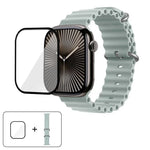 สายรัดนาฬิกาซิลิโคน Ocean พร้อมฟิล์มโค้ง 3D สำหรับ Apple Watch Series 41 มม., สำหรับ Apple Watch Series 38 มม., สำหรับ Apple Watch Series 42 มม.