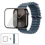 สายรัดนาฬิกาซิลิโคน Ocean พร้อมฟิล์มโค้ง 3D สำหรับ Apple Watch Series 41 มม., สำหรับ Apple Watch Series 38 มม., สำหรับ Apple Watch Series 42 มม.