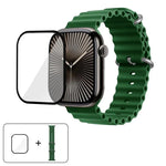 สายรัดนาฬิกาซิลิโคน Ocean พร้อมฟิล์มโค้ง 3D สำหรับ Apple Watch Series 41 มม., สำหรับ Apple Watch Series 38 มม., สำหรับ Apple Watch Series 42 มม.