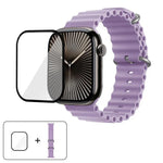 สายรัดนาฬิกาซิลิโคน Ocean พร้อมฟิล์มโค้ง 3D สำหรับ Apple Watch Series 41 มม., สำหรับ Apple Watch Series 38 มม., สำหรับ Apple Watch Series 42 มม.