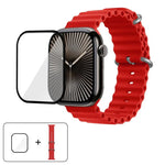 สายรัดนาฬิกาซิลิโคน Ocean พร้อมฟิล์มโค้ง 3D สำหรับ Apple Watch Series 41 มม., สำหรับ Apple Watch Series 38 มม., สำหรับ Apple Watch Series 42 มม.
