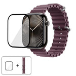 สายรัดนาฬิกาซิลิโคน Ocean พร้อมฟิล์มโค้ง 3D สำหรับ Apple Watch Series 41 มม., สำหรับ Apple Watch Series 38 มม., สำหรับ Apple Watch Series 42 มม.