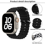 สายรัดนาฬิกาซิลิโคน Ocean พร้อมฟิล์มโค้ง 3D สำหรับ Apple Watch Series 10 46 มม., สำหรับ Apple Watch Series 10 42 มม., สำหรับ Apple Watch Series 44 มม.