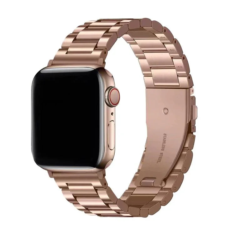สายรัดนาฬิกาสแตนเลสสตีลสามเม็ดพร้อมฟิล์มโค้ง 3D สำหรับ Apple Watch Series ขนาด 42 มม.
