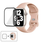 สายรัดนาฬิกาซิลิโคนแบบหัวเข็มขัดผีเสื้อพร้อมฟิล์มโค้ง 3D สำหรับ Apple Watch Series 10 46 มม., สำหรับ Apple Watch Series 10 42 มม., สำหรับ Apple Watch Series 44 มม.