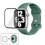 สายรัดนาฬิกาซิลิโคนแบบหัวเข็มขัดผีเสื้อพร้อมฟิล์มโค้ง 3D สำหรับ Apple Watch Series 10 46 มม., สำหรับ Apple Watch Series 10 42 มม., สำหรับ Apple Watch Series 44 มม.