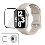 สายรัดนาฬิกาซิลิโคนแบบหัวเข็มขัดผีเสื้อพร้อมฟิล์มโค้ง 3D สำหรับ Apple Watch Series 10 46 มม., สำหรับ Apple Watch Series 10 42 มม., สำหรับ Apple Watch Series 44 มม.