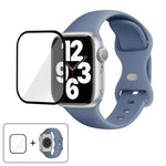 สายรัดนาฬิกาซิลิโคนแบบหัวเข็มขัดผีเสื้อพร้อมฟิล์มโค้ง 3D สำหรับ Apple Watch Series 10 46 มม., สำหรับ Apple Watch Series 10 42 มม., สำหรับ Apple Watch Series 44 มม.