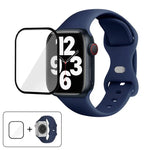 สายรัดนาฬิกาซิลิโคนแบบหัวเข็มขัดผีเสื้อพร้อมฟิล์มโค้ง 3D สำหรับ Apple Watch Series 10 46 มม., สำหรับ Apple Watch Series 10 42 มม., สำหรับ Apple Watch Series 44 มม.