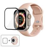 สายรัดนาฬิกาซิลิโคนแบบหัวเข็มขัดผีเสื้อพร้อมฟิล์มโค้ง 3D สำหรับ Apple Watch Series 40 มม., สำหรับ Apple Watch Ultra 2 / 1 49 มม., สำหรับ Apple Watch Series 45 มม.